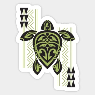 Black & Green Tribal Turtle Tattoo Warrior Sticker